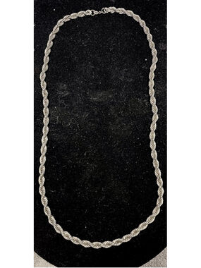 Sterling Silver Twisted Rope Chain Necklace 29” 81 Grams 925 ITALY